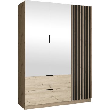 Riidekapp peegliga VISTA 150x215 cm tamm artisan/grafiit