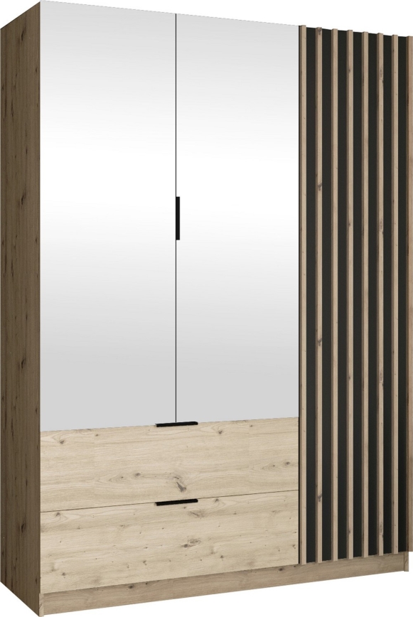 Riidekapp peegliga VISTA 150x215 cm tamm artisan/grafiit