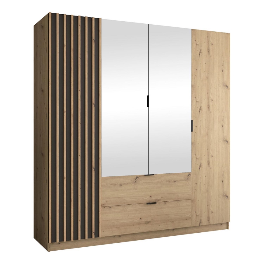 Riidekapp peegliga VISTA 200x215 cm artisan-tamm/grafiit