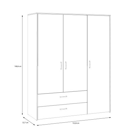 Riidekapp URO 152x190 cm artisan-tamm/valge