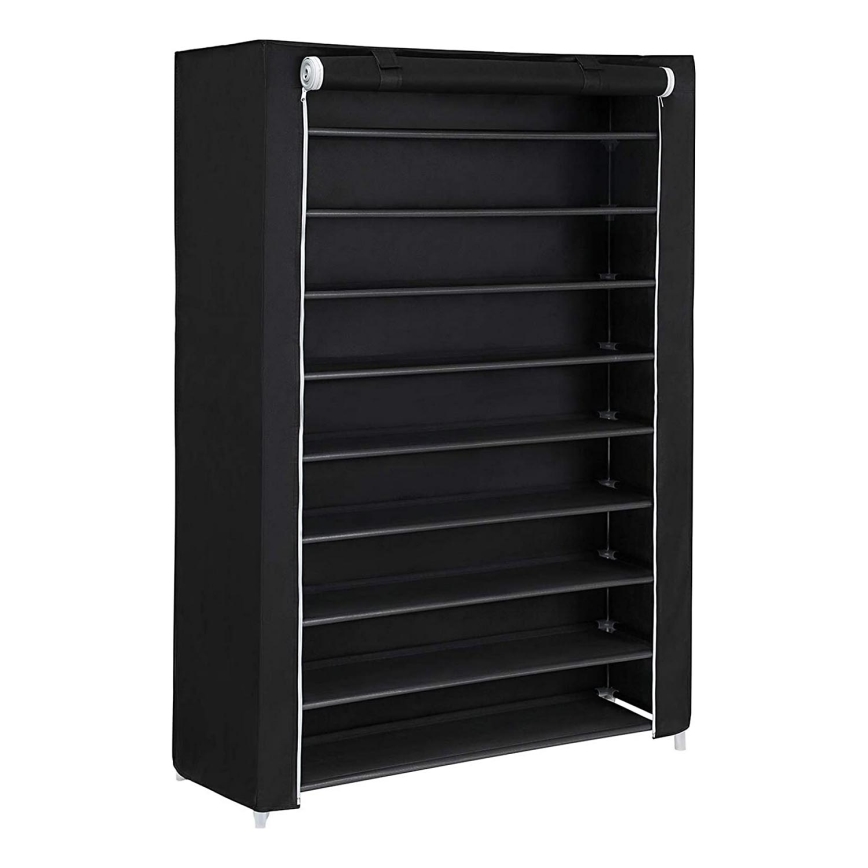 Riidest hoiukapp MATIS 100x162 cm, must, riiulitega