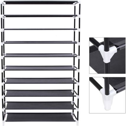 Riidest hoiukapp MATIS 100x162 cm, must, riiulitega