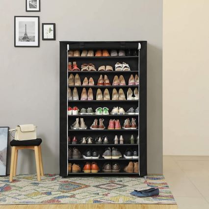 Riidest hoiukapp MATIS 100x162 cm, must, riiulitega