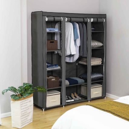 Riidest riidekapp riiulite ja riidevarraga MATIS 150x175 cm hall