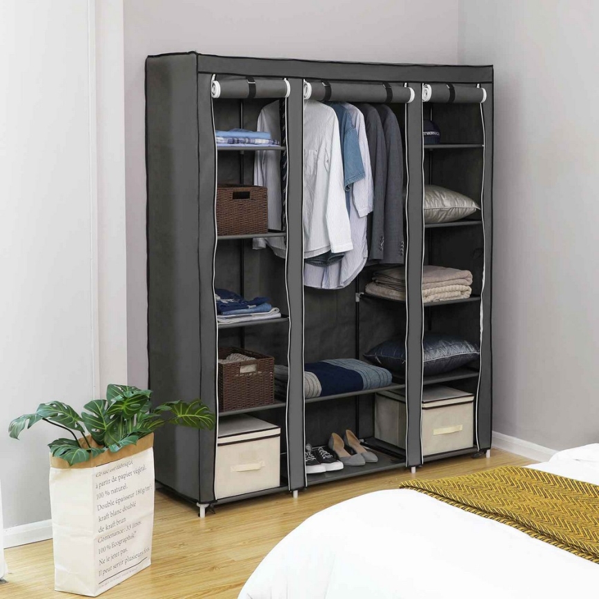 Riidest riidekapp riiulite ja riidevarraga MATIS 150x175 cm hall