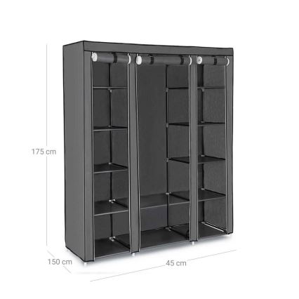 Riidest riidekapp riiulite ja riidevarraga MATIS 150x175 cm hall