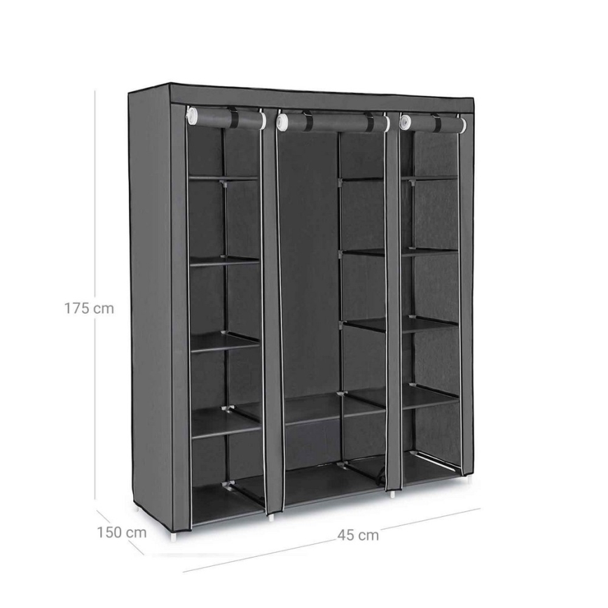 Riidest riidekapp riiulite ja riidevarraga MATIS 150x175 cm hall