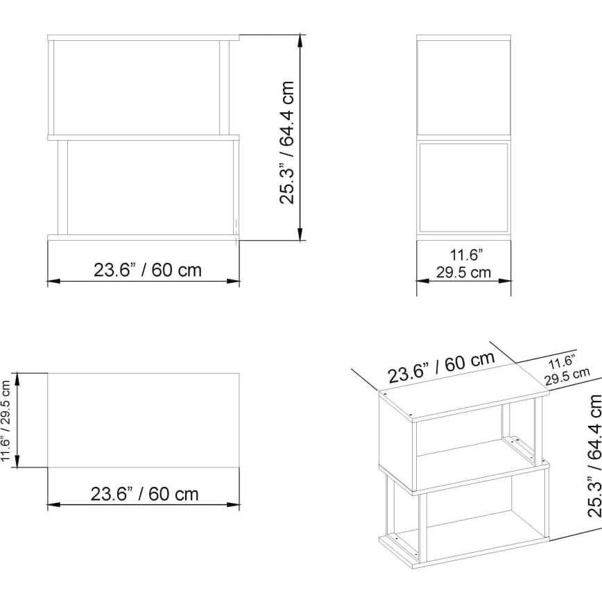 Riiuli osa LIMA 64x60 cm valge/pruun