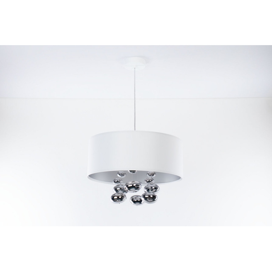 Ripatslamp juhtmega BUBBLE 1xE27/60W/230V, läbimõõt 40 cm, valge