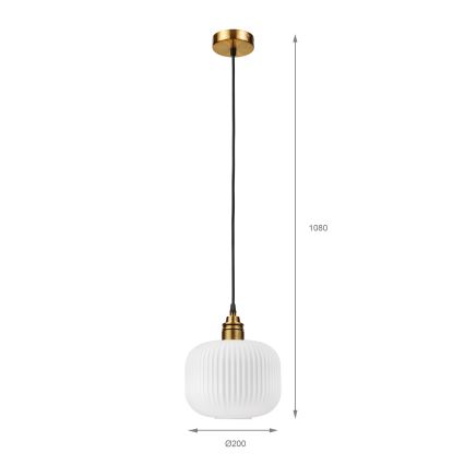Ripatslamp kaablil HECTOR 1xE27/15W/230V valge/messing Ø 20 cm