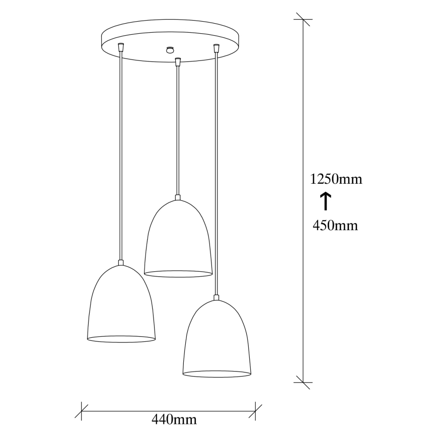Ripatslühter kaablil TATTOO 3xE27/40W/230V must