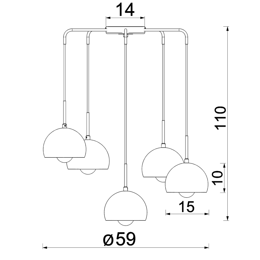 Ripatslühter kaablile SOOL 5xE27/15W/230V beež