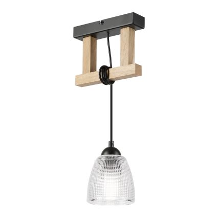 Ripatslühter LEANDRA kaablil, 1xE27/15W/230V, tamm/must