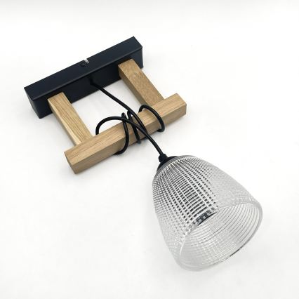 Ripatslühter LEANDRA kaablil, 1xE27/15W/230V, tamm/must