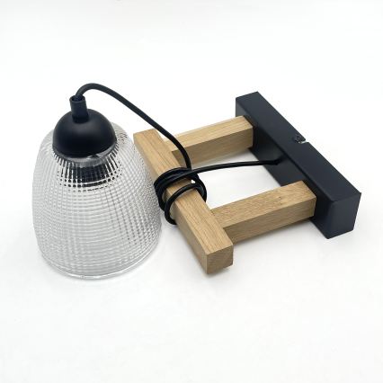 Ripatslühter LEANDRA kaablil, 1xE27/15W/230V, tamm/must