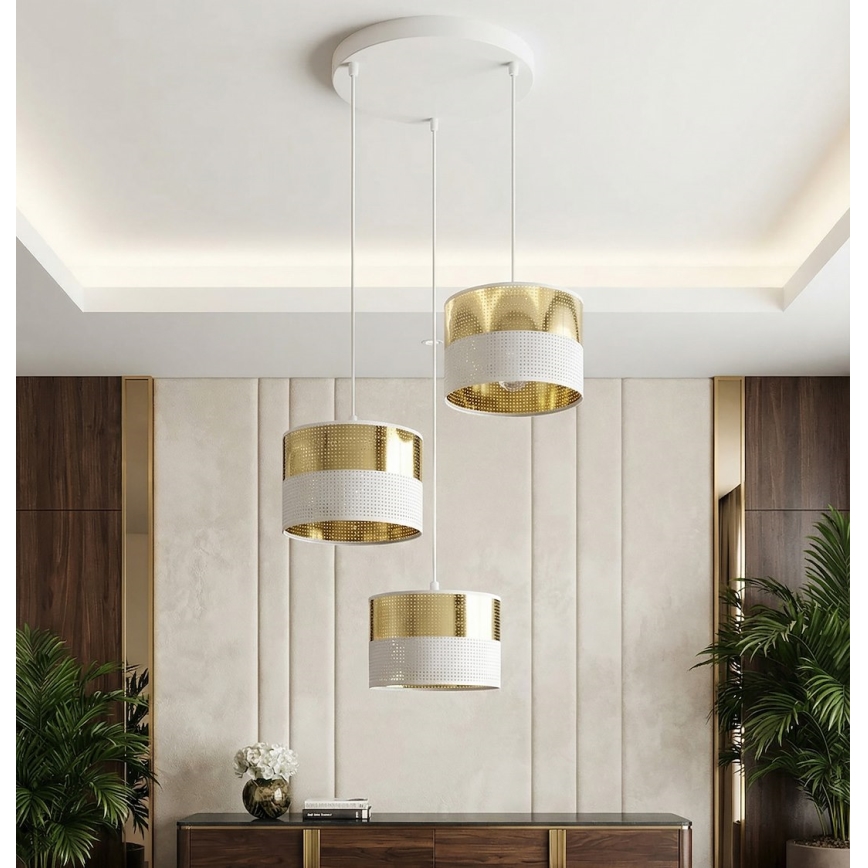 Ripatslühter LUX kaabliga 3xE27/15W/230V valge/kuldne