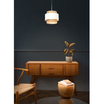 Ripatslühter nööril BOHO 1xE27/60W/230V, läbimõõt 20 cm, kreem/juut