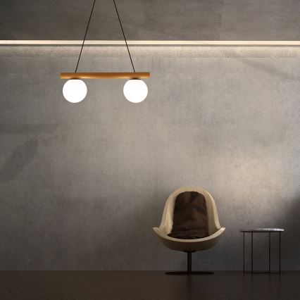 Ripatsvalgusti kaabliga WOODSTOCK 2xE27/15W/230V puit/must