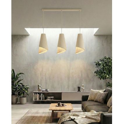Ripp-lühter juhtmega MODA 3xE27/15W/230V beež/rotang