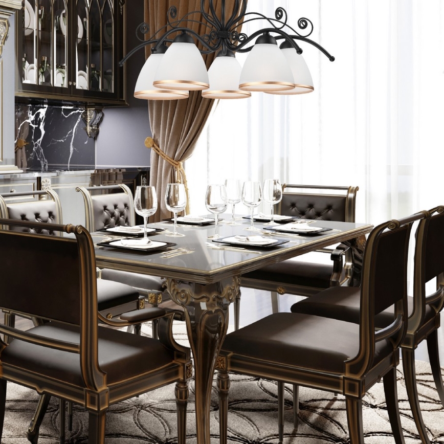 Ripp-lühter ketiga RETRO II 5xE27/60W/230V mattmust