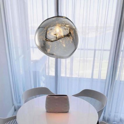 Ripplamp juhtmega CRUMPLED 1xE27/24W/230V läbimõõt 36 cm suitsuhall