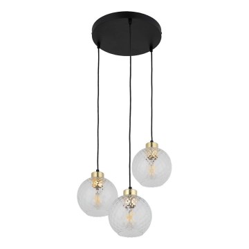 Ripplamp juhtmel DEVON 3xE27/15W/230V must/läbipaistev