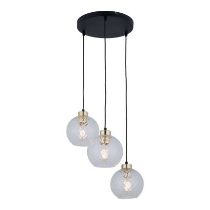 Ripplamp juhtmel DEVON 3xE27/15W/230V must/läbipaistev