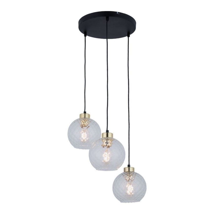 Ripplamp juhtmel DEVON 3xE27/15W/230V must/läbipaistev