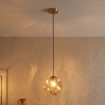 Ripplamp kaabliga CRISTAL 1xE14/15W/230V messing/suitsune beež