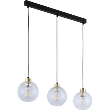 Ripplamp kaabliga DEVON 3xE27/15W/230V must/läbipaistev