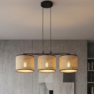 Ripplamp kaabliga ECO 3xE27/15W/230V beež/rotang