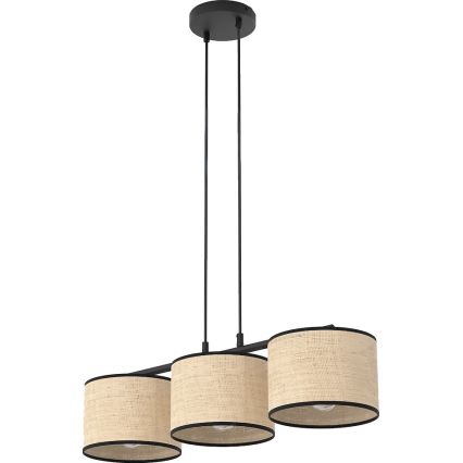 Ripplamp kaabliga ECO 3xE27/15W/230V beež/rotang