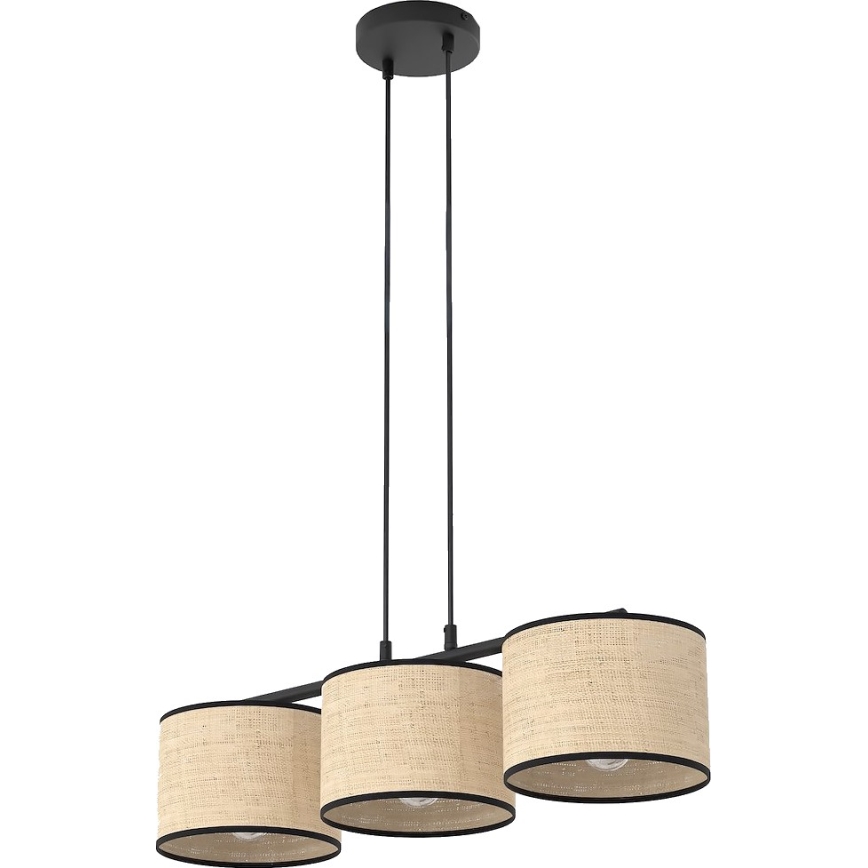 Ripplamp kaabliga ECO 3xE27/15W/230V beež/rotang