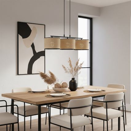 Ripplamp kaabliga ECO 3xE27/15W/230V beež/rotang