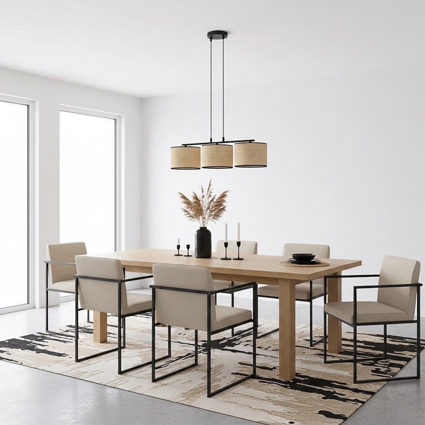 Ripplamp kaabliga ECO 3xE27/15W/230V beež/rotang