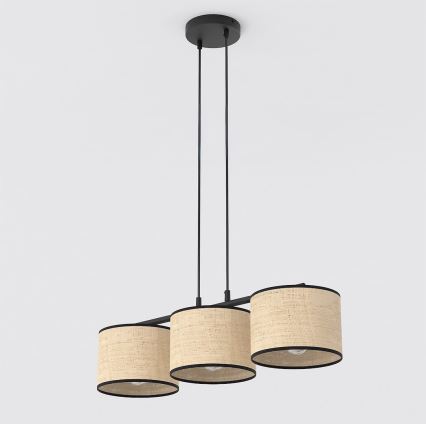 Ripplamp kaabliga ECO 3xE27/15W/230V beež/rotang