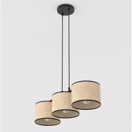 Ripplamp kaabliga ECO 3xE27/15W/230V beež/rotang