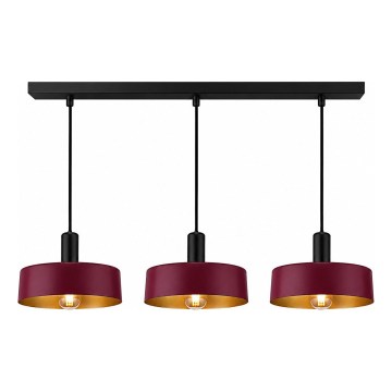Ripplamp kaabliga HAKI 3xE27/60W/230V veinipunane/must