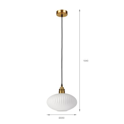 Ripplamp kaabliga HECTOR 1xE27/15W/230V valge/messing läbimõõt 25 cm