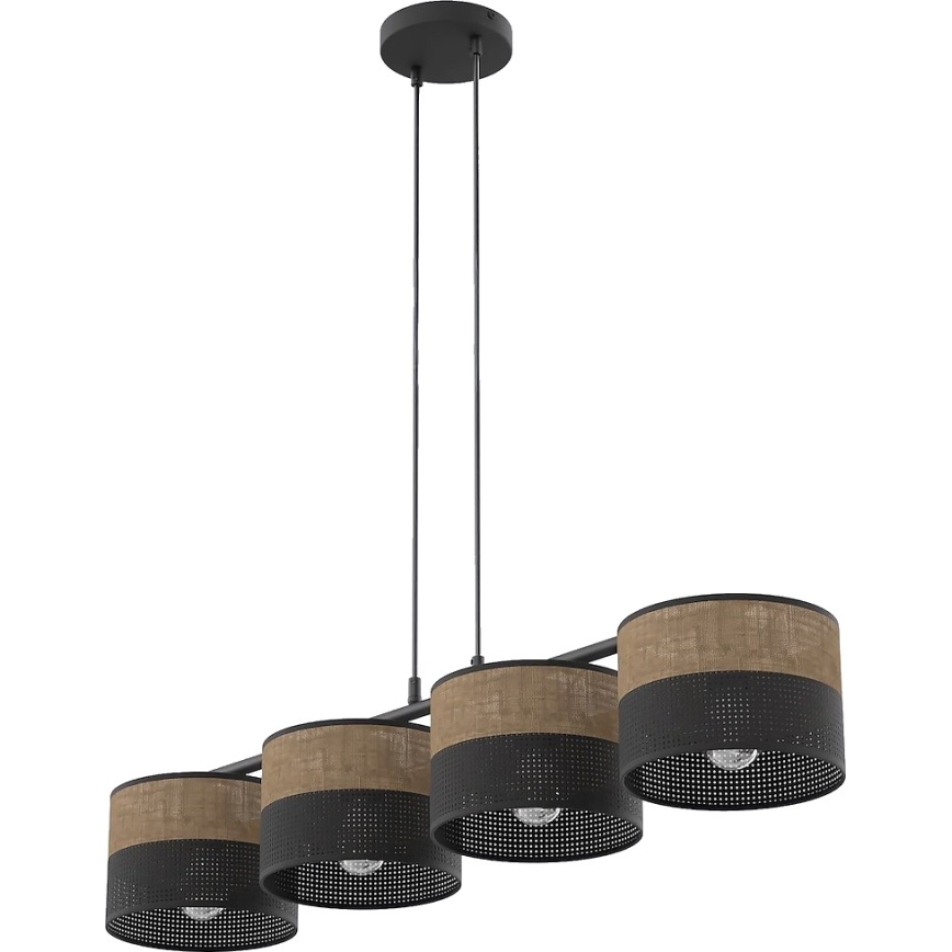 Ripplamp kaabliga KARBON 4xE27/15W/230V must/pruun