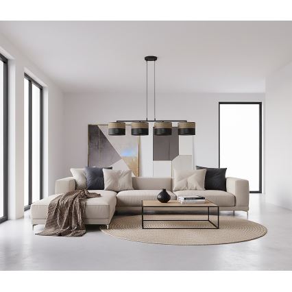 Ripplamp kaabliga KARBON 4xE27/15W/230V must/pruun