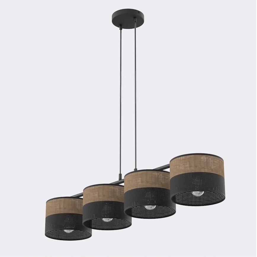 Ripplamp kaabliga KARBON 4xE27/15W/230V must/pruun