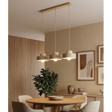 Ripplamp kaabliga KIVI 3xE27/15W/230V beež