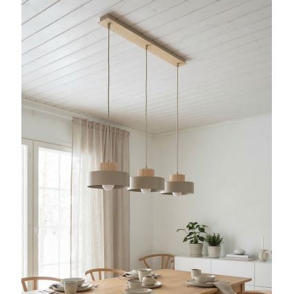 Ripplamp kaabliga KIVI 3xE27/15W/230V beež