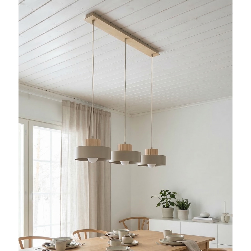 Ripplamp kaabliga KIVI 3xE27/15W/230V beež