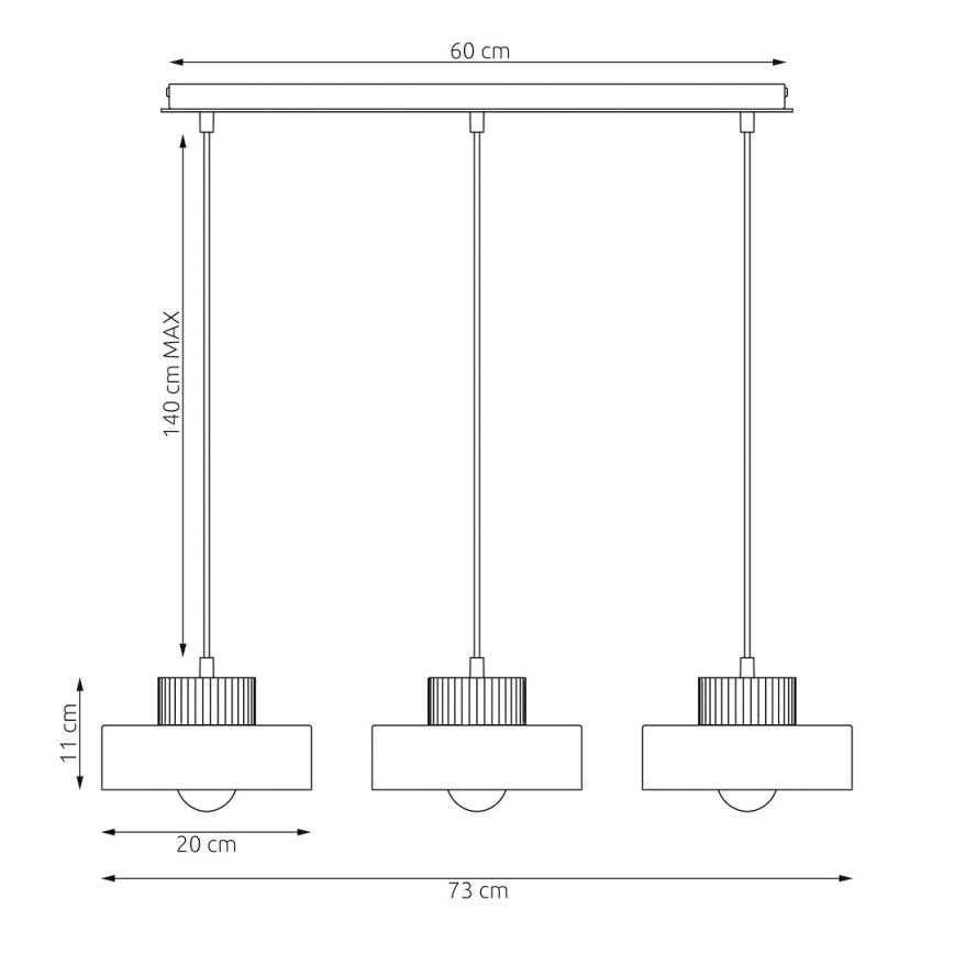 Ripplamp kaabliga KIVI 3xE27/15W/230V beež