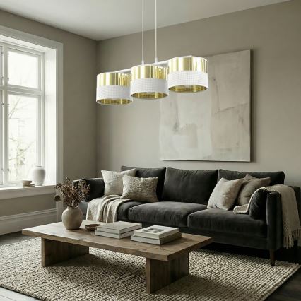 Ripplamp kaabliga LUX 3xE27/15W/230V valge/kuldne
