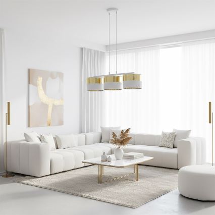 Ripplamp kaabliga LUX 3xE27/15W/230V valge/kuldne