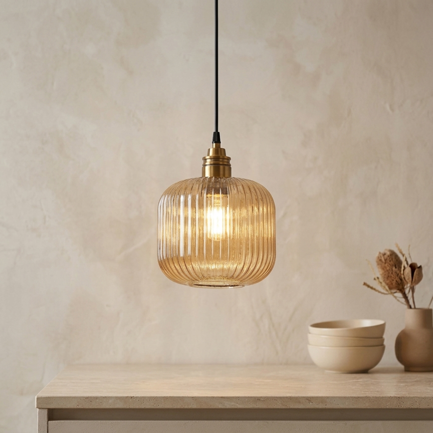 Ripplamp kaabliga MILOU 1xE27/15W/230V kuldne/suitsune beež