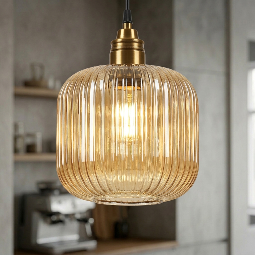 Ripplamp kaabliga MILOU 1xE27/15W/230V kuldne/suitsune beež